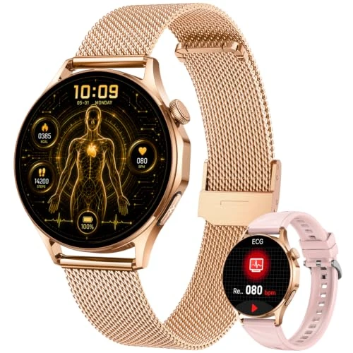 Offerta a tempo: Orologio Smartwatch Donna ECG con Chiamate: 1.32" AMOLED Smart Watch con PPG HRV BMI Temperatura Corporea Ossigeno Sangue WhatsApp Notifice Sonno Monitor Fitness Tracker Watch Compatibile Android iOS - 0.00% da 99.99 € a 99.99 €