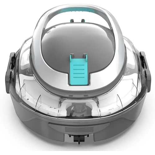 BRINBO (2026 S2 Robot Pool, Wireless Vacuum Cleaner, Double Filtration, Double Motor, 90min Cleaning, Car Parking, Ideal for Pools with Shallow Bottom (Whitish Grey)