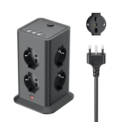 Offerta a tempo: 2 M Ciabatta Elettrica Multipresa con 8 Prese Universali ITA e Schuko,4 USB - 43% da 45.99 € a 26.08 €