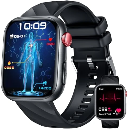 Oferta limitada: Smartwatch Reloj Inteligente Hombre con ECG+HRV：1.97'' AMOLED Smart Watch con Bluetooth Llamadas Presión Arterial BIM Temperatura Pulsera Actividad con 24H Pulsómetro Sueño Compatible iOS Android de 79.99 € a 47.49 € (ahorro 41%)