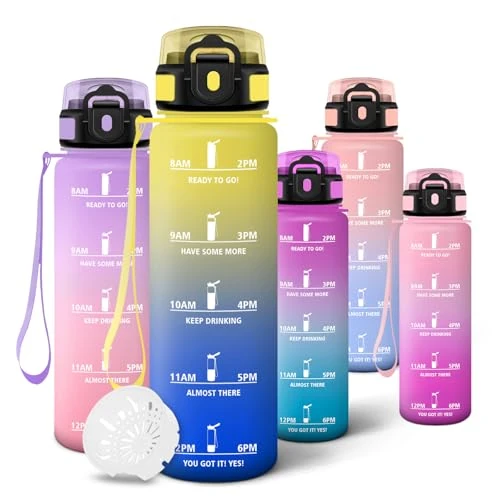 Offerta a tempo: Motswedi Borraccia, 500 ml, borracce, Prova di Perdite, Borraccia Bambini, Senza BPA, Bottiglia Acqua, con Marcatori di Tempo - Giallo Margherita & Blu Reale - 57% da 10.99 € a 4.77 €
