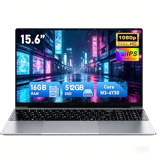 Offerta a tempo: FUNYET Nuovo Computer Portatile,2026 Laptop da 15,6 pollici, 16 GB RAM 512 GB SSD, Portatil Core M3-6Y30, IPS FHD 1920 x 1080 Notebook Laptop, apertura a 180°, 5000 mAh, USB 3.0,Type-C - 73% da 1099.99 € a 299.99 €