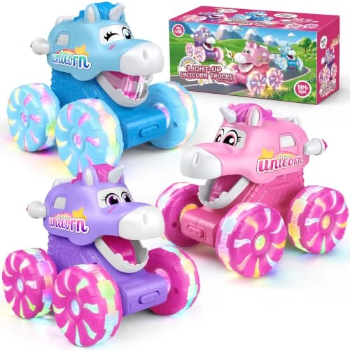 Offerta a tempo: Set da 3 Unicorno Monster Truck con Ruote Luminose, Macchinine per Bambini - 0.00% da 20.99 € a 20.99 €