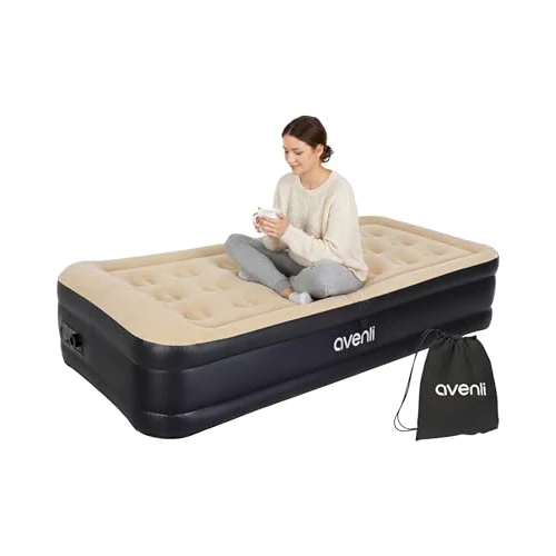 Offerta a tempo: AVENLI Materasso Gonfiabile Singolo 196x97x47 cm, Letto Gonfiabile Autogonfiabile 1 Persona con Pompa Elettrica Integrata, Materasso per Campeggio e Letto Ospiti, Coil-Beam, beige - 12% da 79.95 € a 69.98 €