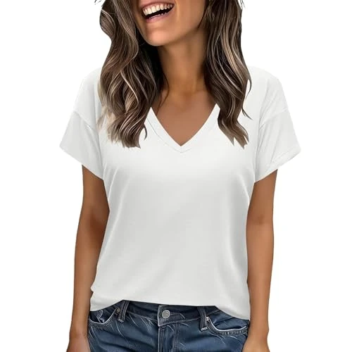 Offerta a tempo: RUIRUILICO T Shirt Donna Stampa Floreale Scollo a V Maglietta Estiva a Maniche Corte Eleganti T Shirt Taglie Forti Casual Sport Comode Camicie a Tunica - 0.00% da 17.98 € a 17.98 €
