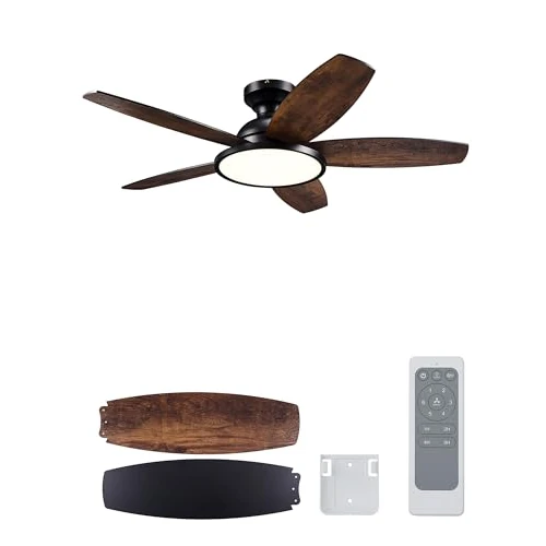 Offerta a tempo: VONLUCE 107 CM Ventilatore da Soffitto con Luce LED a Spettro Completo e Telecomando, 3CCT, Motore DC Reversibile Silenzioso a 6 Velocità Ventilatore da Soffitto Basso per Camera da Letto Soggiorno - 0.00% da 109.99 € a 109.99 €
