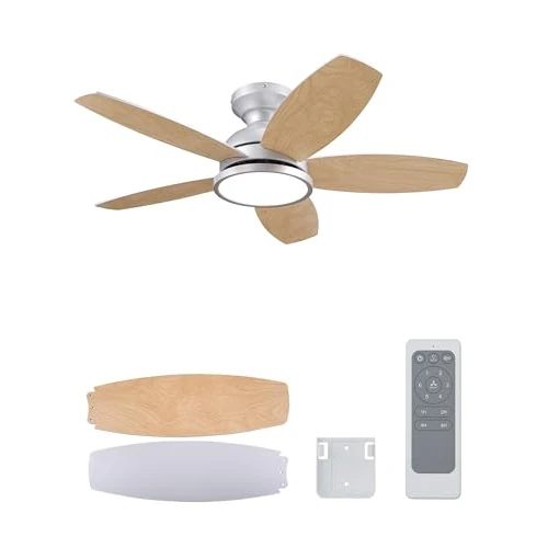 Offerta a tempo: VONLUCE 91 CM Ventilatore da Soffitto con Luce LED a Spettro Completo e Telecomando, 3CCT, Motore DC Reversibile Silenzioso a 6 Velocità Ventilatore da Soffitto Basso per Camera da Letto Soggiorno - 0.00% da 99.99 € a 99.99 €