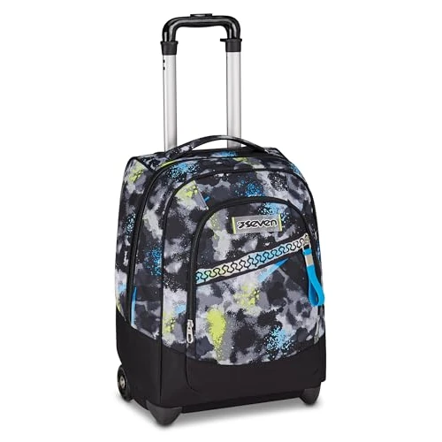 Offerta a tempo: Seven Zaino Trolley, Scuola Elementare, Doppio Uso, Doppio Scomparto, Spallacci a Scomparsa, Bambino, Color Blast, nero - 29% da 99.00 € a 69.99 €