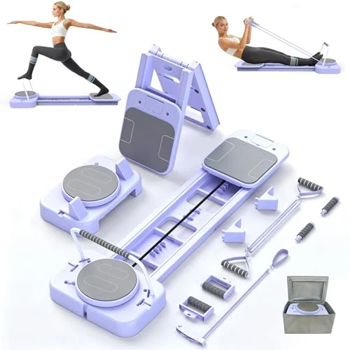 Offerta a tempo: SOFTHOM Pilates Reformer Pieghevole, 8 in 1 Multifunzione Tavola da Pilates, Mini Pilates Reformer Board, Allenamento Completo con Rimbalzo Automatico/Barra da Pilate (Upgrade-Viola) - 16% da 42.99 € a 36.09 €