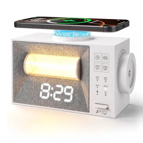 Zeitlich begrenztes Angebot: Digital Wecker mit Ladestation,15W Fast Wireless Charger, Wecker Digital mit 20 Natürliche Klänge,Nachtlicht Nachttischlampe mit Tageslicht,Wake-up Light,Lichtwecker mit Ladefunktion für Schlafzimmer von 19.99 € auf 15.99 € (2