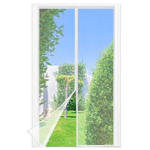 Offerta a tempo: Zanzariera Magnetica - 105 x 220 CM Rete Fine - BIANCO, Zanzariera Porta Finestra Superiore Aumentato a 3,8 cm, si Chiude da Sola, Mantiene l'aria Fresca - 15% da 19.99 € a 17.09 €