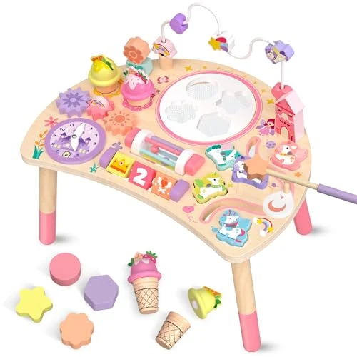 Zeitlich begrenztes Angebot: Fozcmisw Montessori Aktivitätstisch aus Holz 10-in-1 Einhorn ab 1 Jahr von 52.99 € auf 52.99 € (0.00% Rabatt)