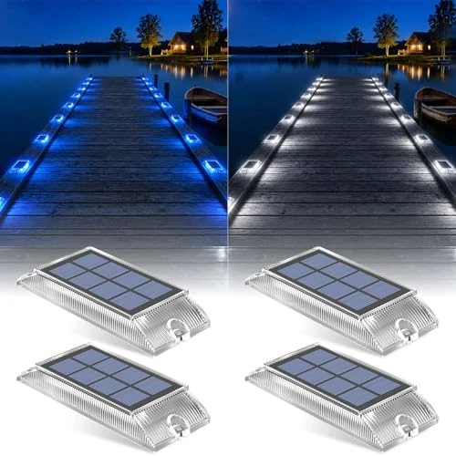 Offerta a tempo: Lacasa Luci Solari Esterno Giardino 4 Pezzi, Segnapasso Solare Calpestabile 2 in 1 Blu e Bianco Freddo, Luci Solari Impermeabili per Scale, Vialetto, Terrazzo, Piscina, Patio e Sentieri - 25% da 30.99 € a 23.14 €