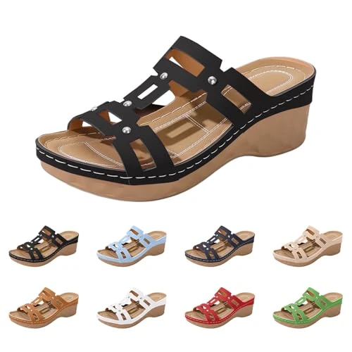 Offerta a tempo: Ciabatte Donna Estive Sandali Donna Estive Comode Scarpe Ortopediche Pantofole Platform Sandali-Donna Mare Leggero Sandali Con Zeppa Traspiranti Sabot Antiscivolo Slide Bohémien Sandalo Punta Peep - 0.00% da 27.96 € a 27.96 €