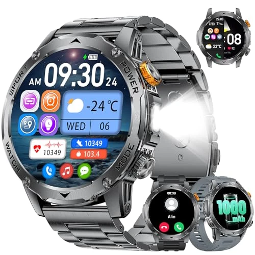 Offerta a tempo: FITFLEX Smartwatch Uomo, Batteria 1000mAh, Schermo HD 1,75 Pollici, Design Militare, Chiamate Bluetooth, 130+Sports, Impermeabile IP68, Monitoraggio Cardio e Sonno Smart Watch/Android iOS, Nero opaco - 18% da 79.99 € a 65.99 €