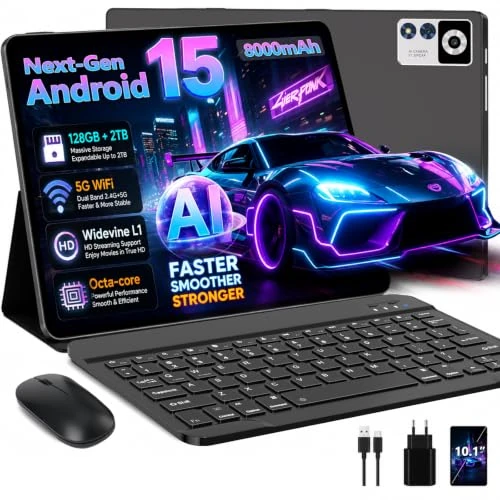 Offre limitée : ZIOVO Android 15 Tablette 10 Pouces,30Go RAM+128Go ROM (TF 1To) Tablet,5G WiFi Tablettes,Octa-Core 2.0 GHz/Gemini AI/Widevine L1/8000mAh/BT 5.0/GPS/Face ID/2 en 1 Tablette avec Clavier et Souris-Noir de 299.99 € à 299.99 € (0.00% de remise
