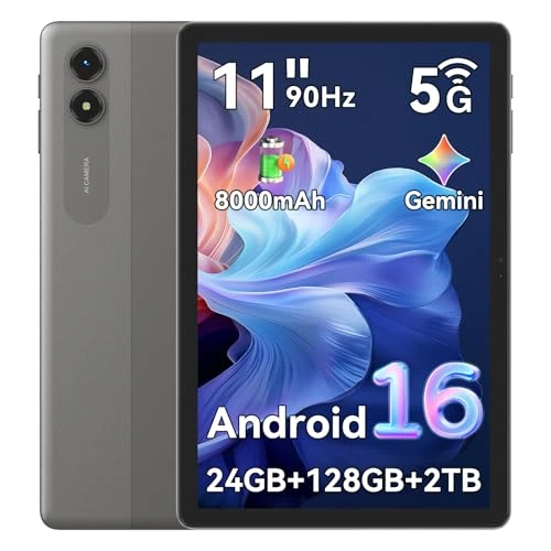 Offerta a tempo: T50 Android 16 Tablet 11 Pollici in Offerta, 24GB RAM + 128GB ROM (espandibile fino a 2TB), Processore Octa-Core Unisoc T7250, Batteria 8000mAh, WiFi Dual Band 5G, Schermo IPS 2K 90Hz, Fotocamera 13MP - 0.00% da 199.99 € a 199.99 €