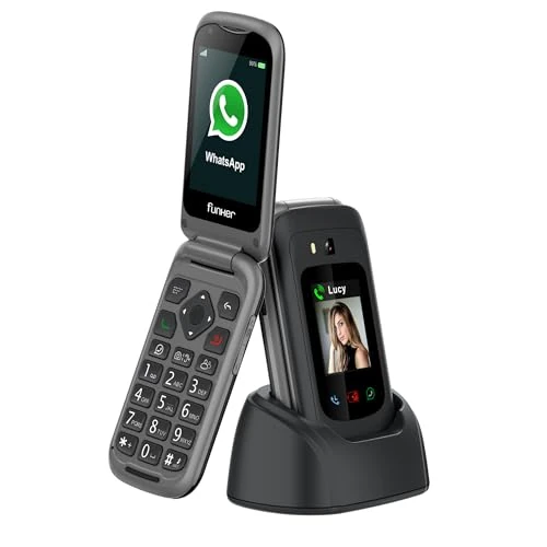 Tijdelijke aanbieding: Funker E480 4G-telefoon voor senioren met WhatsApp en videogesprekken, SOS- en GPS-knop, grote toetsen, 7,1 cm (2,8 inch) touchscreen, hoog volume, mobiele telefoon met eenvoudig te bedienen afdekking van 104.17 € naar 104.17 € (0.0