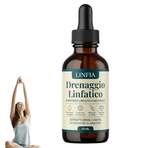 Offerta a tempo: Linfia Drenaggio Linfatico Gocce, Gocce di Benessere peril Drenante Linfatico, Formula Erboristica Naturale, Adatte per Donne e Uomini (1) - 43% da 45.99 € a 25.99 €
