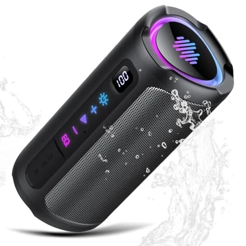 Offre limitée : aowoka Enceinte Bluetooth Puissante sans Fil avec Lumière LED, Écran Numérique Haut-Parleur Portable 20W, Basses Améliorées, Autonomie 20H, Bluetooth 5.4, Étanche IPX7, pour Voyage/Sport/Fête de 129.99 € à 35.99 € (72% de remise)