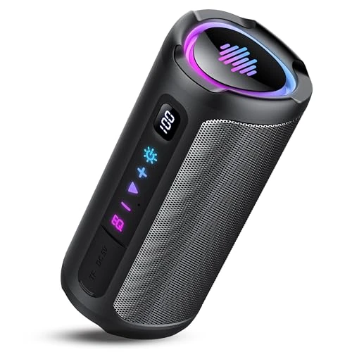 Zeitlich begrenztes Angebot: aowoka Bluetooth Lautsprecher mit Licht, 20W tragbare Musikbox, verbesserter Bass, LED-Anzeige, 20 Std. Akku, Bluetooth 5.4, IPX7 wasserdicht, TWS, TF-Karte, Lautsprecher für Reisen, Sport, Party von 129.99 € auf 29.99 € (77% 