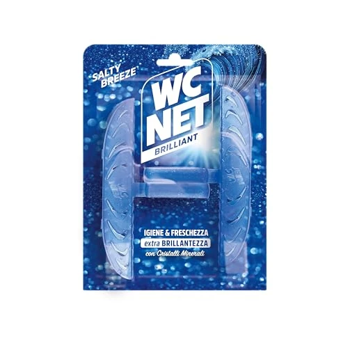 Offerta a tempo: Wc Net - Tavoletta Brilliant Salty Breeze, Detergente Igienizzante Solido per Wc, Igiene e freschezza continua, Texture Glitterata e Profumo di Lunga Durata, 2 Pezzi - 40% da 3.29 € a 1.99 €