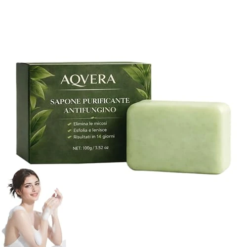 Offerta a tempo: Aqvera Sapone Micosi, Aqvera Sapone Antimicotico Purificante, Sapone Tea Tree Antimicotico, Elimina I Funghi Alla Fonte In Tutto Il Corpo, Ingredienti Naturali, Per Donne e Uomini (1 Scatole) - 36% da 24.99 € a 15.99 €