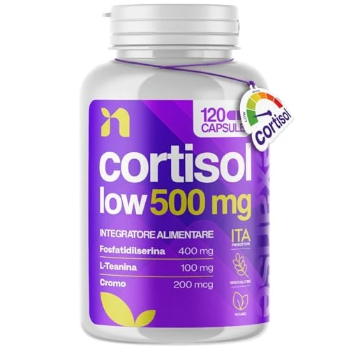 Offerta a tempo: Cortisol Low 500mg | 120Cps con Fosfatidilserina 400 mg, L-Teanina e Cromo Picolinato | Supporto naturale per Abbassare il Cortisolo e Benessere Mentale | 4 Mesi di fornitura | Prodotto in Italia - 0.00% da 19.90 € a 19.90 €