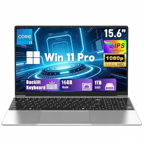Offerta a tempo: FUNYET Computer Portatile,2026 Portatil da 15,6 pollici, 16 GB di RAM, 1 TB di SSD, Core i7-7600U Laptop PC, IPS FHD 1920 * 1080 Notebook, 6000 mAh,WiFi5,Tastiera retroilluminata,USB3.0 - 5% da 529.99 € a 503.49 €
