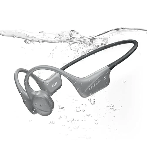 Offerta a tempo: DOOGEEEco Cuffie Conduzione Ossea IP68 Impermeabili per Nuoto, Auricolari Sportive Bluetooth 5.4, MP3, 32GB, Comodo Silicone, Open-Ear per Corsa, Ciclismo, Palestra,Grigio - 40% da 99.99 € a 59.99 €