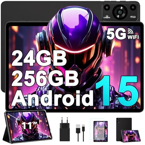 Offerta a tempo: ZIOVO Tablet 11 pollici Android 15 tablet, 24 GB RAM+256 GB ROM(TF 1 TB), 5 G WiFi Tablet,Octa-Core 2.0 GHz/8000 mAh/13+5 MP/Coperchio metallico/Widevine L1/Supporto Neflix, Tablet Touch -Nero - 70% da 499.99 € a 149.99 €