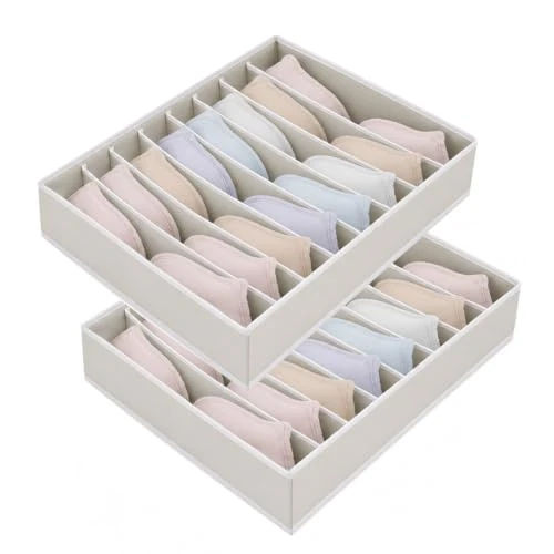 Offre limitée : AiQInu Organisateur Tiroir pour Sous-Vetements, 2 Pièces Boîtes de Rangement Soutien Gorges avec 8 Compartiments,Pliables Placard Boite Rangement Tiroir pour Soutien-Gorges, Cravates, Foulard de 12.99 € à 12.99 € (0.00% de remise)