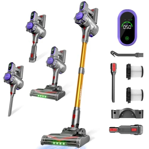 Oferta limitada: MONSGA Escoba Aspiradora sin Cable 45KPa/50Min,Aspirador con LED Display de 199.99 € a 99.99 € (ahorro 50%)