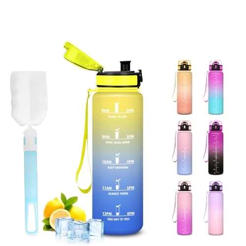 Offerta a tempo: Borraccia, 500ml Borraccia Bambini, Senza Perdite, Borraccie Motivazionale, Facile da Pulire, Borraccie con Orari per Bere, Borracce con Filtro, con Scovolino in Spugna, per Campeggio, Ufficio - 40% da 10.99 € a 6.59 €