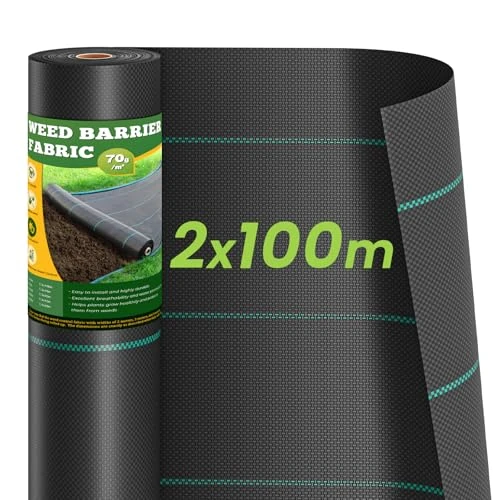Zeitlich begrenztes Angebot: Dripex Unkrautvlies Gartenvlies gegen Unkraut 200m², 2m x 100m Unkrautfolie Wasserdurchlässig 70g/m² Reißfestes Bändchengewebe Rolle Unkrautgewebe, Hohe UV-Stabilisierung von 69.99 € auf 69.99 € (0.00% Rabatt)