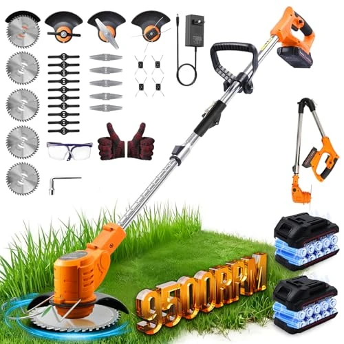 Oferta limitada: Grenintol Desbrozadora Eléctrica 4 en 1 850W, Desbrozadora a Batería, Cortabordes Eléctrico con 2 Baterías, 4 Tipos de Cuchillas y Diseño Plegable, Ideal para Jardín, Césped y Poda de Arbustos de 99.99 € a 99.99 € (ahorro 0.00%)