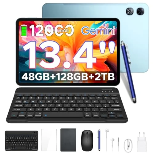 Offerta a tempo: P13 Tablet 13.4 Pollici 2.4K Tablet Android 16 120Hz, 48GB+128GB/2TB TF,FHD,12000mAh/18W,Octa-Core,WiFi5,Gemini AI,Widewine L1,GMS, 13MP+8MP,Ultra-sottile 7.7 mm,Tastiera,Penna, Mouse,Corpo in Metallo - 0.00% da 389.99 € a 389.99 €