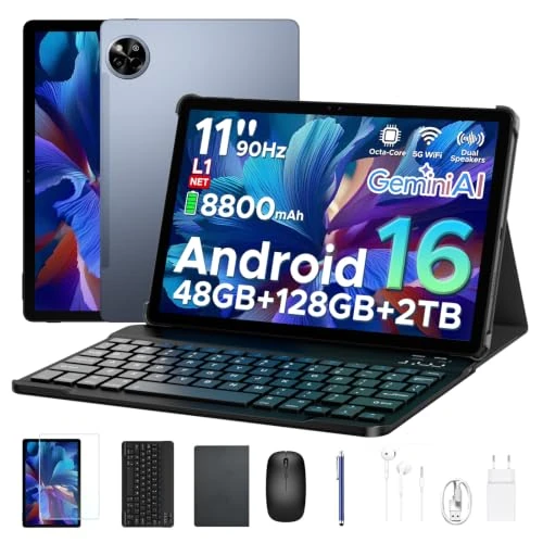 Offre limitée : Easerush P11 Tablette Android 16, Tablette 11 Pouces avec 48Go+128Go/2To TF, Tablette avec Gemini AI, T7250, 90Hz Display, 8800mAh, Face ID, Widevine L1, 13MP+5MP, 5G WiFi, Clavier & Stylet, Gris de 299.99 € à 167.99 € (44% de remise)