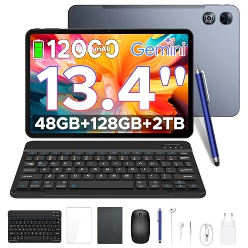 Offre limitée : P13 Tablette 13,4 Pouces, Tablette Tactile, 2.4K 120Hz, Tablette Android 16 avec Gemini AI, 48Go+128Go, 12000mAh, Widevine L1, 13MP+8MP, Dual Speakers, Tablette avec Stylet, Clavier, Cas-Gris de 419.99 € à 419.99 € (0.00% de remise)