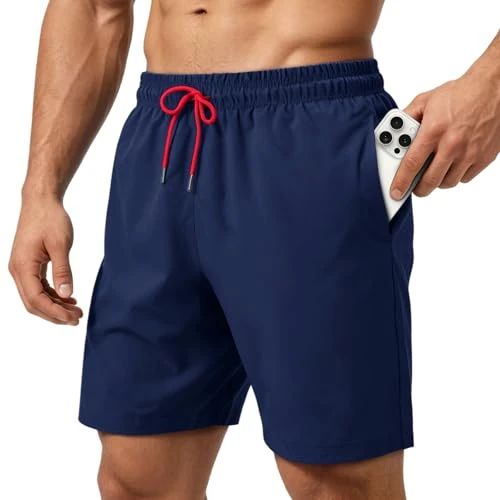 Oferta limitada: HEOAARG BañAdor Hombre Secado RáPido BañAdor Natacion Transpirable Pantalones Cortos Hombre con Bolsillo con Cremallera Y Forro De Malla Y CordóN Ajustable，Azul Oscuro，XL de 24.99 € a 12.99 € (ahorro 48.02%)