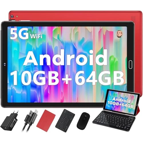 Oferta limitada: SUAAT 2026 - Tablet Android Octa Core de 10 pulgadas con 64 ROM +2 TB TF | 5G + 2.4G WiFi | FHD | GMS | Bluetooth 5.0 | 8MP + 5MP | tipo C, tableta táctil con funda, teclado y ratón -rojo de 72.36 € a 72.36 € (ahorro 0.00%)