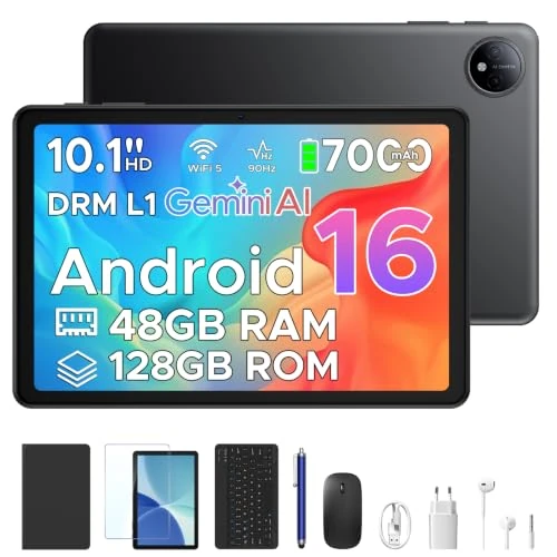 Offre limitée : Easerush P10 Tablette 10 Pouces, 48Go+128Go, Tablette Android 16 avec Gemini AI, 7000mAh, Quadri-Coeur Unisoc T310, 90Hz, 8MP+5MP, Dual Speakers, Headphone, Tablette avec Clavier, Stylet, Cas-Noir de 239.99 € à 239.99 € (0.00% de remise)