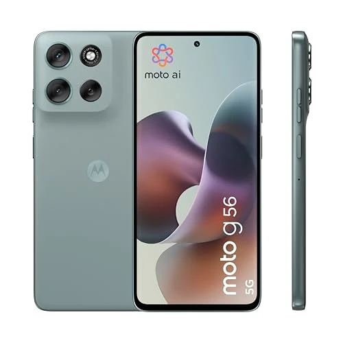 Offerta a tempo: Motorola moto g56 5G con 3 anni di garanzia (8/512GB, Fotocamera 50MP+8MP+flicker cam, Display 6.72" FHD+ 120Hz, 5100mAh, MediaTek Dimensity 7060, Android 15), PANTONE Gray Mist - 45% da 399.00 € a 219.99 €