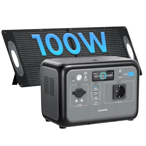 Offerta a tempo: OUKITEL P800 Stazione di Energia Portatile 800 W(1600 W Pic) con Pannello 100 W, Generatore Solare Batteria LiFePO4 512 Wh, Ricarica Rapida, Portatile 6 Kg, per Campeggio - 5% da 599.00 € a 569.05 €