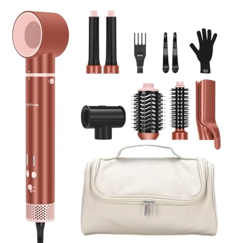 Offerta a tempo: 7 in 1 MaxAIR 2.0 Multi-Styler Set automatico a doppia tensione, ferro arricciacapelli autoavvolgente, piastra, 110,000 RPM asciugacapelli, spazzola volumizzante, Edizione regalo, Amber Silk - 20% da 169.99 € a 135.99 €