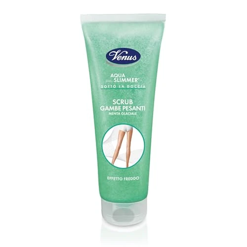 Offerta a tempo: Venus Aqua Slimmer Doccia Scrub Gambe Pesanti 250ml, Esfoliante Effetto Freddo alla Menta Glaciale, Sollievo Immediato Stanchezza e Gonfiore, Drenante e Defaticante Sotto la Doccia, Pelle Liscia - 42% da 8.50 € a 4.95 €