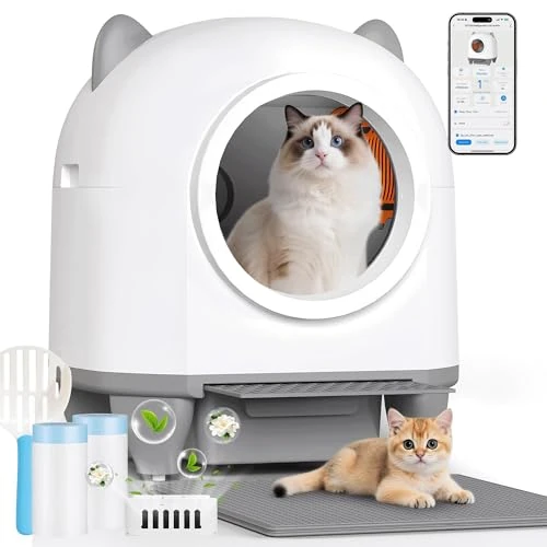 Offerta a tempo: JUMMICO 90L XXL Lettiera Autopulente per Gatti, Intelligente con Controllo tramite App, Sicurezza Antipizzicamento, Monitoraggio della Salute, Doppia Deodorizzazione, Tappetino e Profumo Inclusi, Per - 0.00% da 309.99 € a 309.99 €