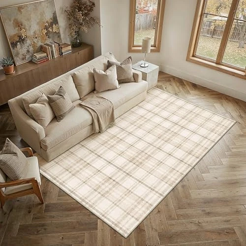 Offerta a tempo: PureCozy Tappeto Salotto 140x200cm Beige Moderno Geometric Tappeti | Lavabile in Lavatrice, Antiscivolo, Camera da Letto, Grande, Soggiorno, Cameretta, Ufficio, Pelo Corto - 90.77% da 199.99 € a 18.46 €