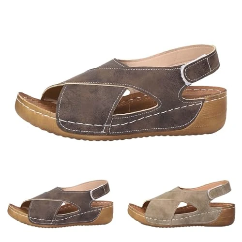 Offerta a tempo: Generico Sandali Donna Comodi Ortopedici, Sandalo Donna Estivo Con Zeppa, Scarpe Estive Ortopediche Pelle Anatomiche， Pantofole Antiscivolo Aperte Scarpe,Leggere E Resistenti Per Casa E Spiaggia - 0.00% da 27.10 € a 27.10 €