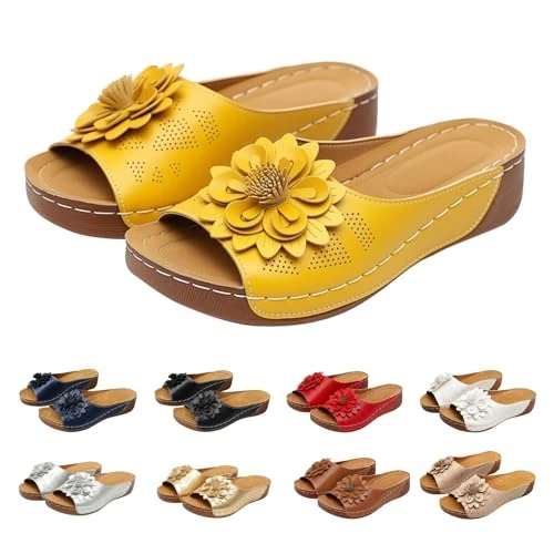 Offerta a tempo: Generico Sandali Donna Ortopediche, Scarpe Estive Eleganti Comodi Antiscivolo Ciabatte Leggeri Morbido Pianta Larga Sandalo Per Fascite Plantare Infradito Basso Spiaggia Doccia Gomma Pantofole - 0.00% da 25.18 € a 25.18 €